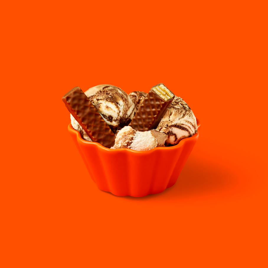 REESE'S STICKS Candy Bars inside bowl of ice cream