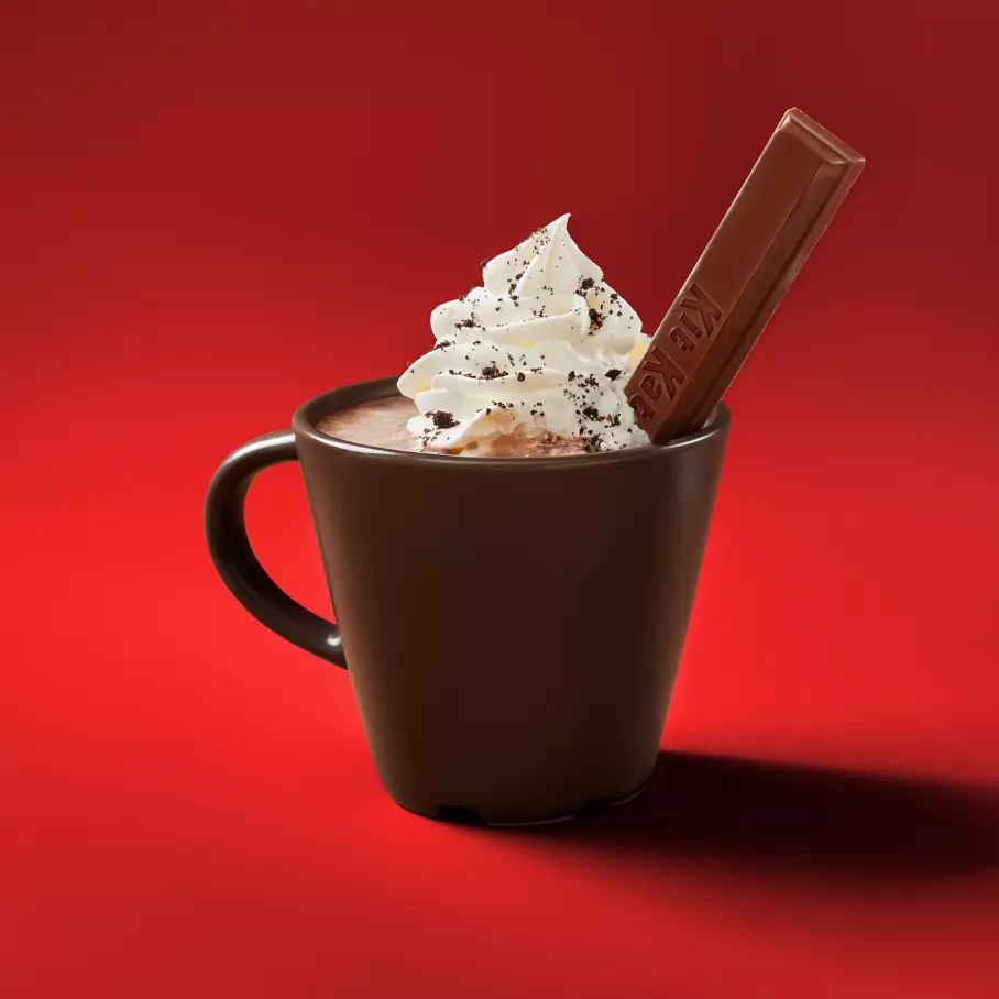 KIT KAT® Candy Bar inside mug of hot cocoa