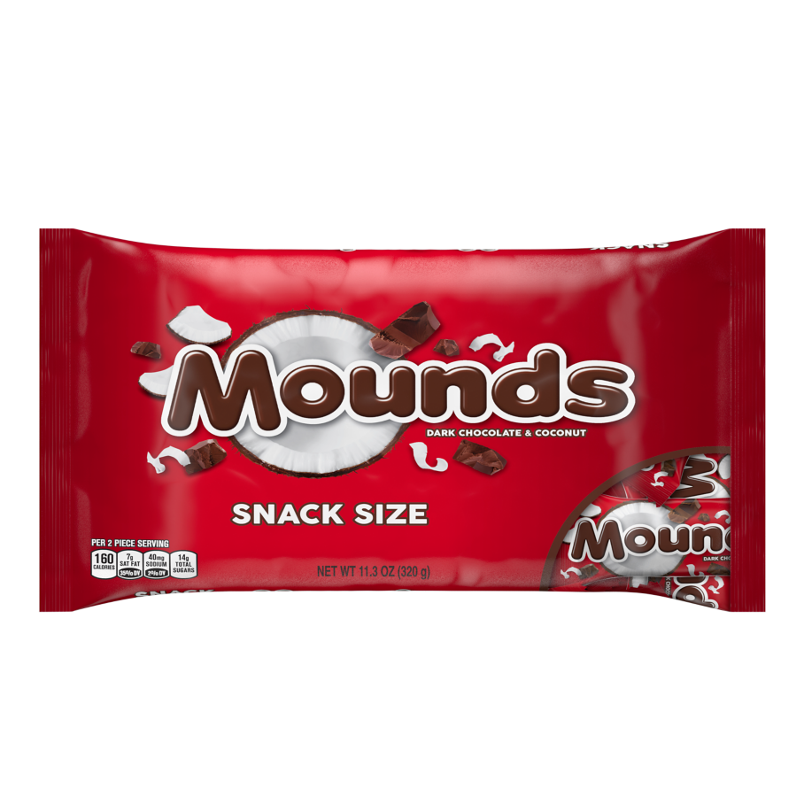 MOUNDS Dark Chocolate and Coconut Snack Size Candy Bars, 11.3 oz bag - Front of Package