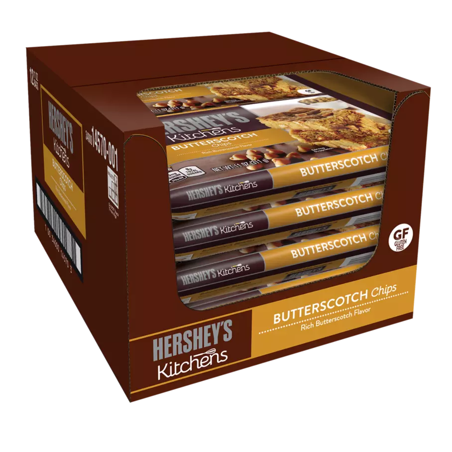 HERSHEY'S Butterscotch Chips, 8.25 lb box, 12 bags - Front of Package