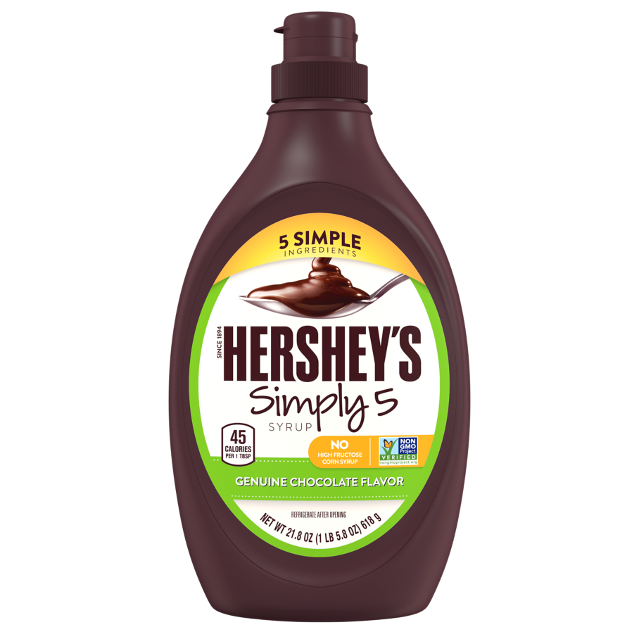 HERSHEY'S Simply 5 Chocolate Syrup, 21.8 oz bottle