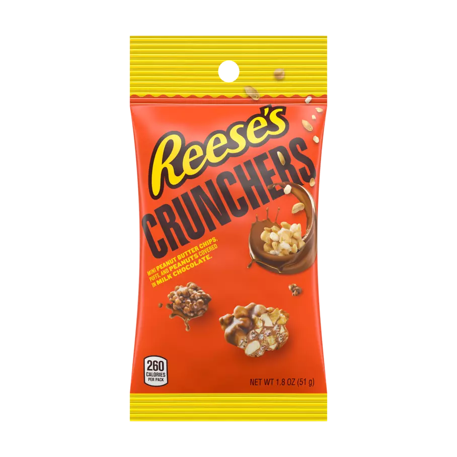 REESE'S CRUNCHERS Milk Chocolate Peanut Butter Snack, 1.8 oz tube - Front of Package