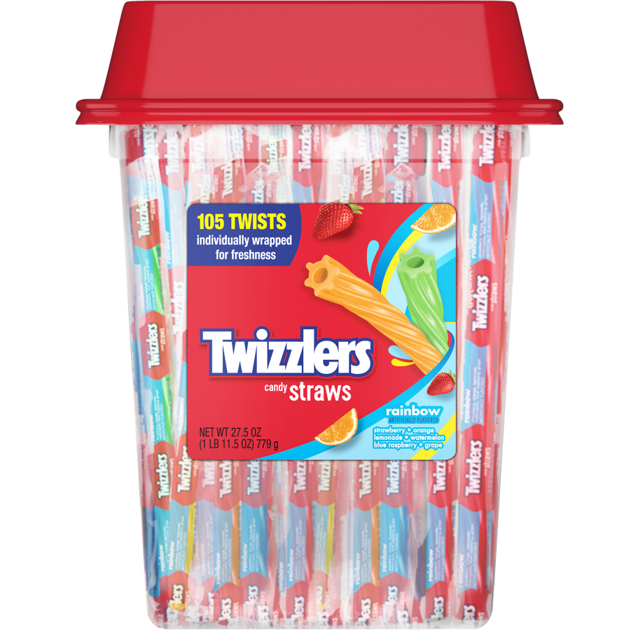 TWIZZLERS Twists Rainbow Candy, 27.5 oz tub, 105 pieces