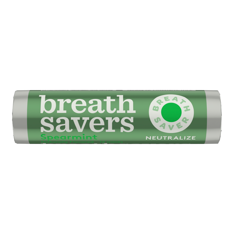 BREATH SAVERS Spearmint Sugar Free Mints, 0.75 oz roll - Front of Package