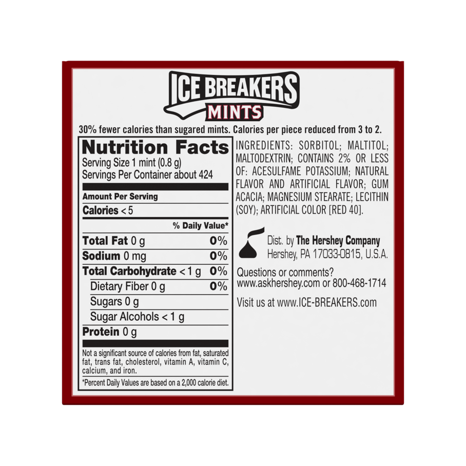 ICE BREAKERS Cinnamon Sugar Free Mints, 12 oz box, 8 pack