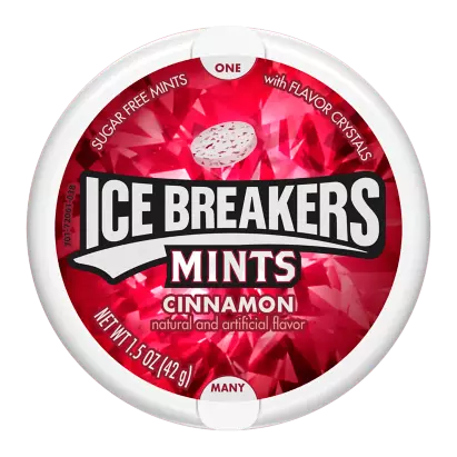 ICE BREAKERS Cinnamon Sugar Free Mints, 1.5 oz puck