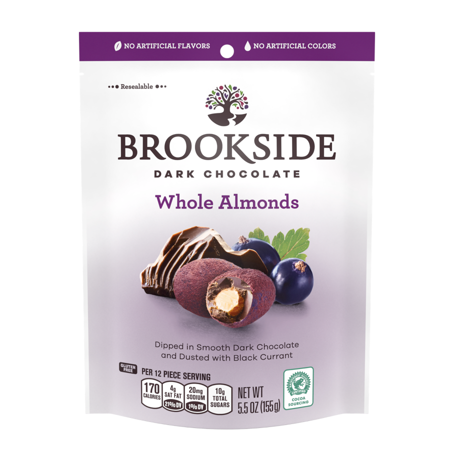 BROOKSIDE Dark Chocolate Whole Almonds Dusted with Black Currant Candy