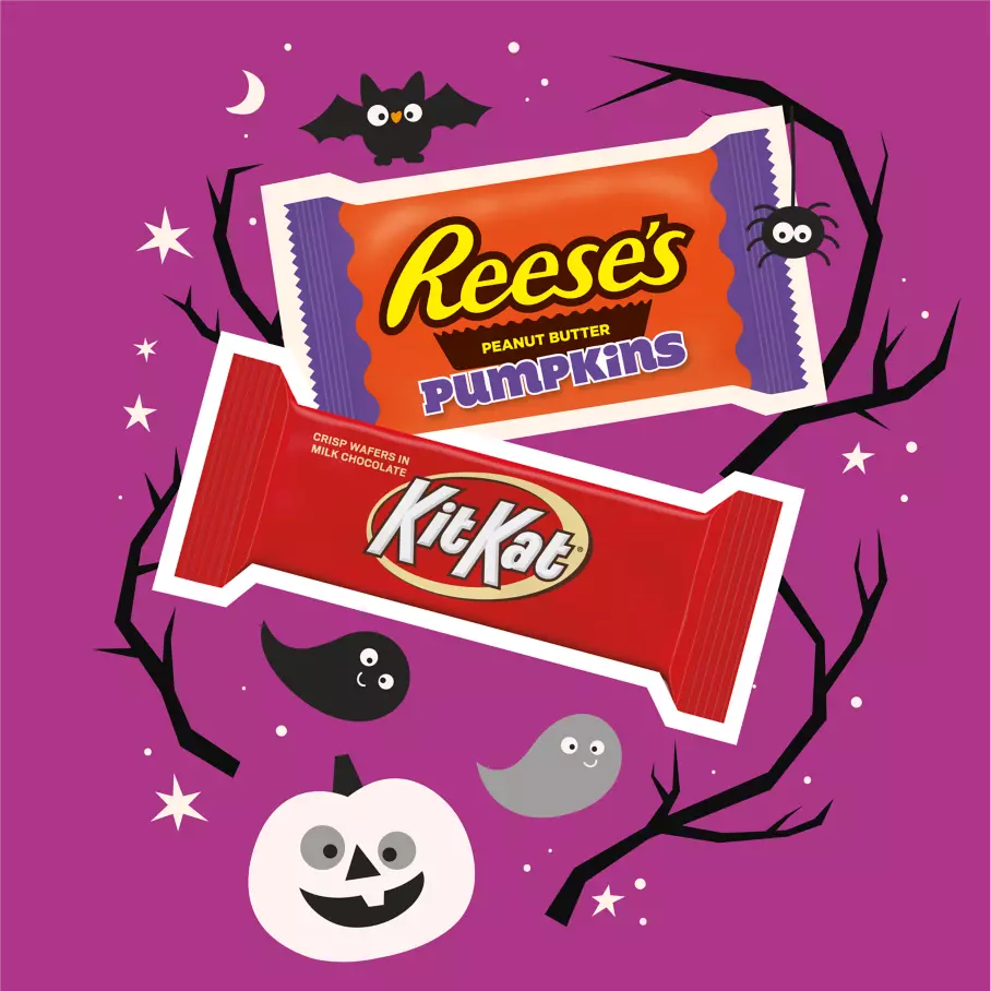 Hershey Halloween Lovers Snack Size Assortment, 26.92 oz bag, 50 pieces - Out of Package