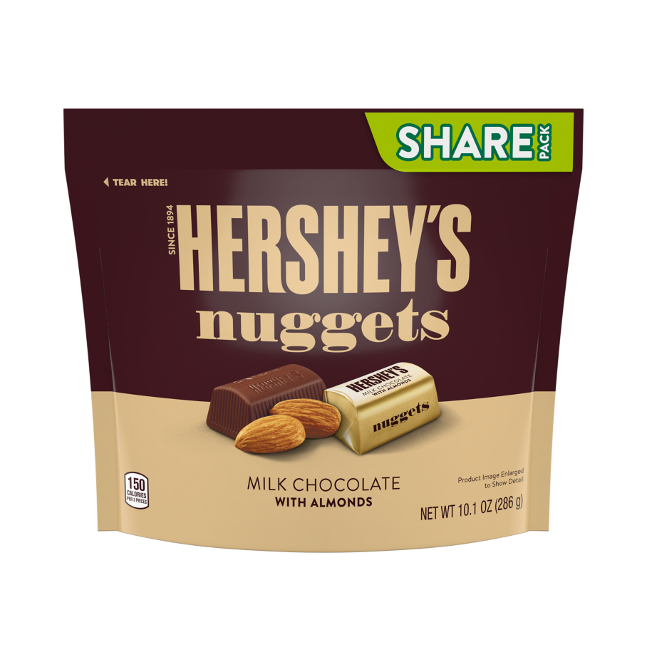 HERSHEY'S NUGGETS Milk Chocolate with Almonds Candy, 10.1 oz pack - Front of Package