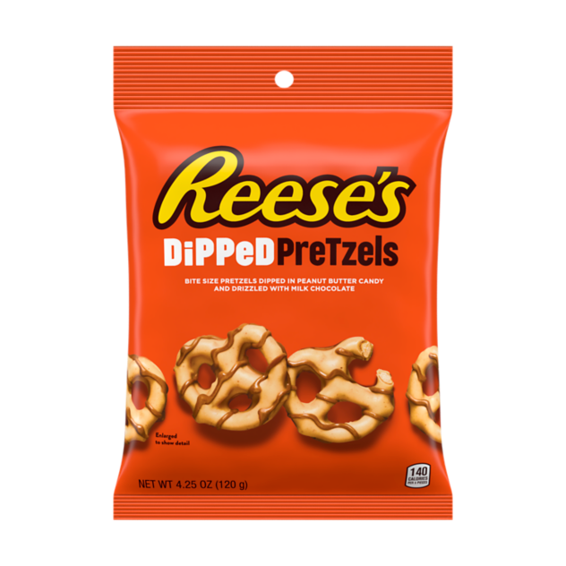 REESE'S Dipped Pretzels Milk Chocolate Peanut Butter Snack, 4.25 oz bag - Front of Package