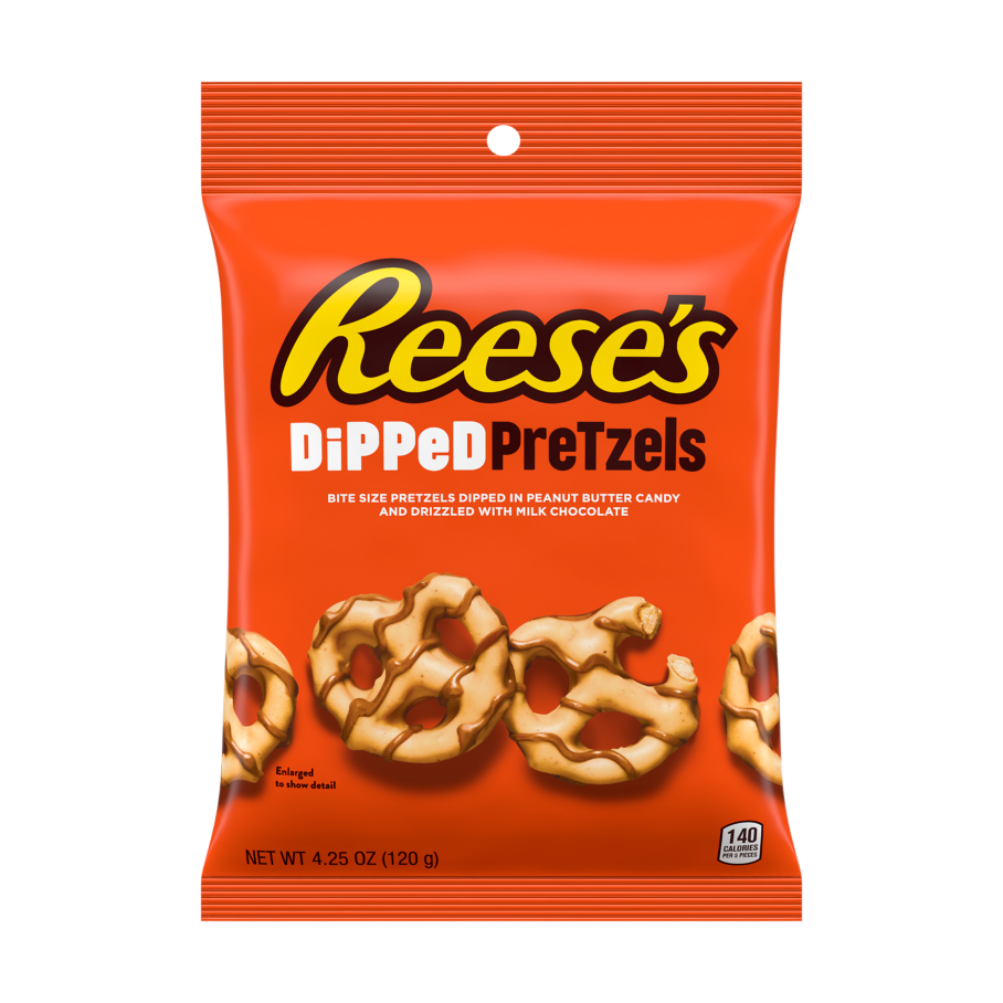 REESE'S Dipped Pretzels Milk Chocolate Peanut Butter Snack, 4.25 oz bag - Front of Package