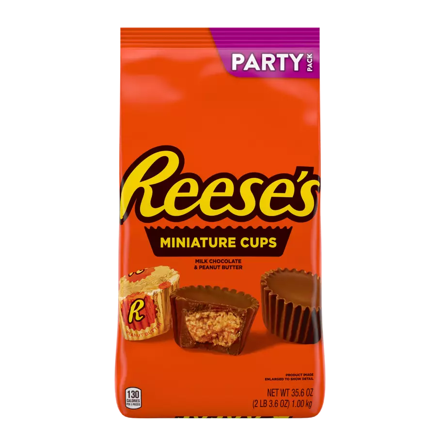 REESE'S Miniatures Milk Chocolate Peanut Butter Cups, 35.6 oz pack - Front of Package