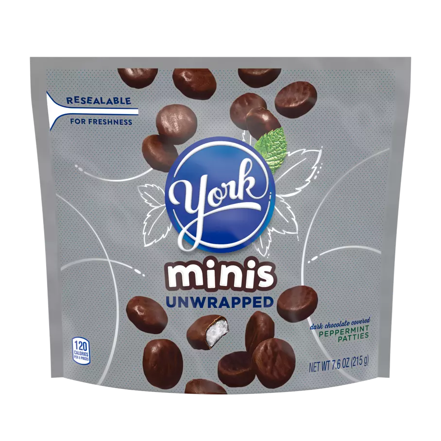 YORK Minis Dark Chocolate Peppermint Patties, 7.6 oz bag - Front of Package