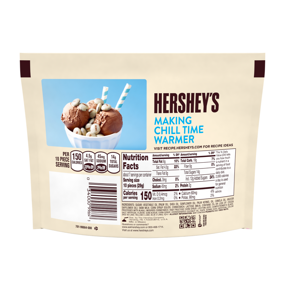 HERSHEY'S DROPS COOKIES 'N' CREME Candy, 7.6 oz bag - Back of Package