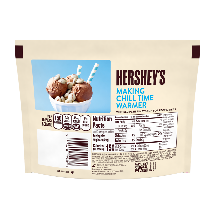 HERSHEY'S DROPS Cookies ‘N’ Creme Candy, 7.6 oz bag - Back of Package