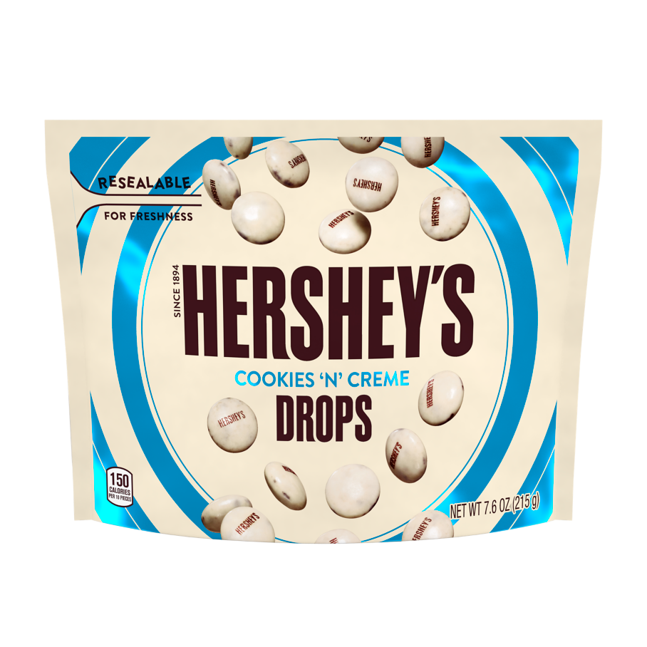 HERSHEY'S DROPS COOKIES 'N' CREME Candy, 7.6 oz bag - Front of Package