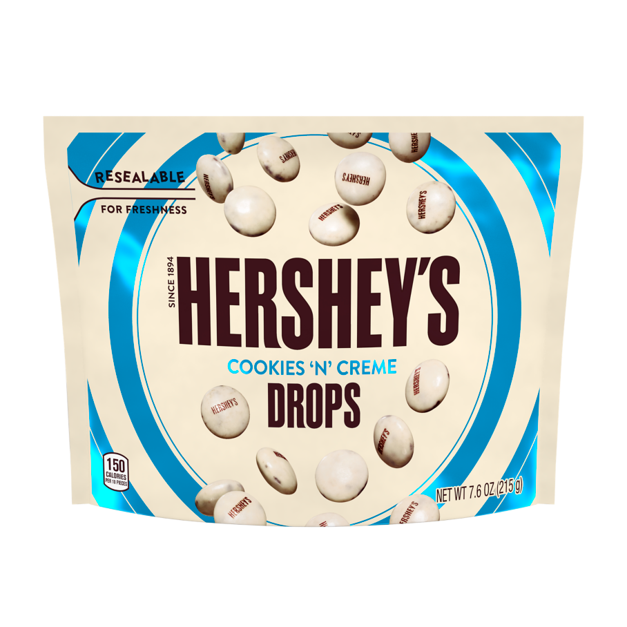 HERSHEY'S DROPS Cookies ‘N’ Creme Candy, 7.6 oz bag - Front of Package