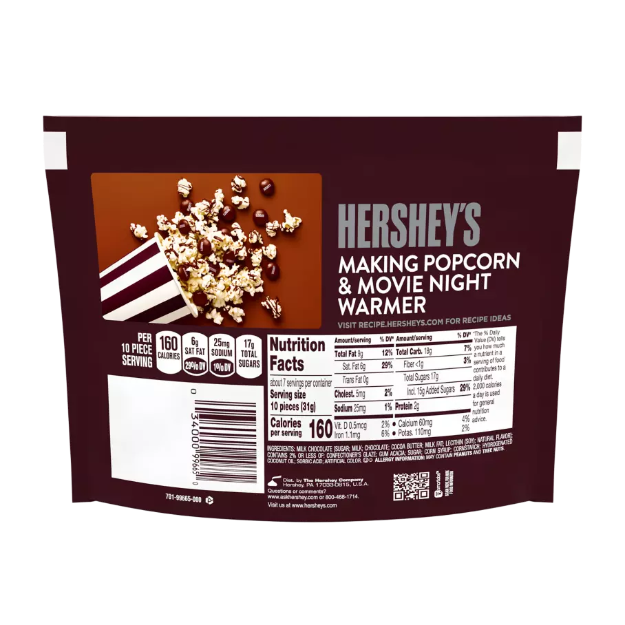 HERSHEY'S DROPS Milk Chocolate Candy, 7.6 oz bag - Back of Package