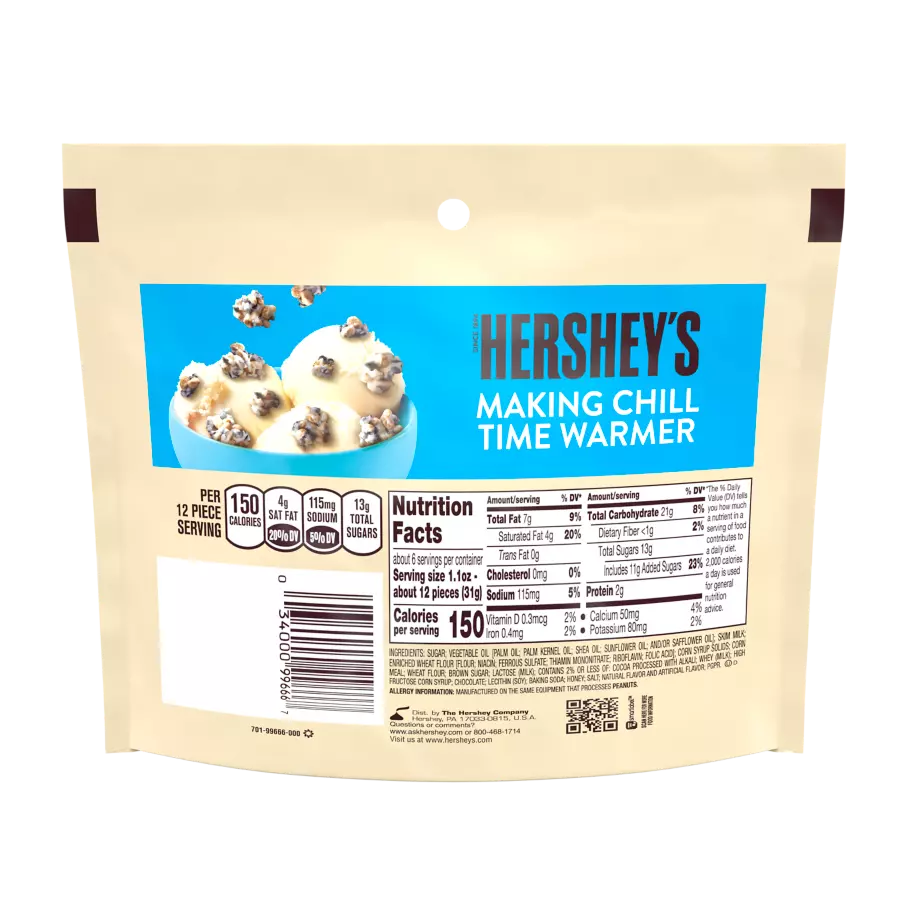 HERSHEY'S COOKIES 'N' CREME CRUNCHERS Candy, 6.1 oz bag - Back of Package