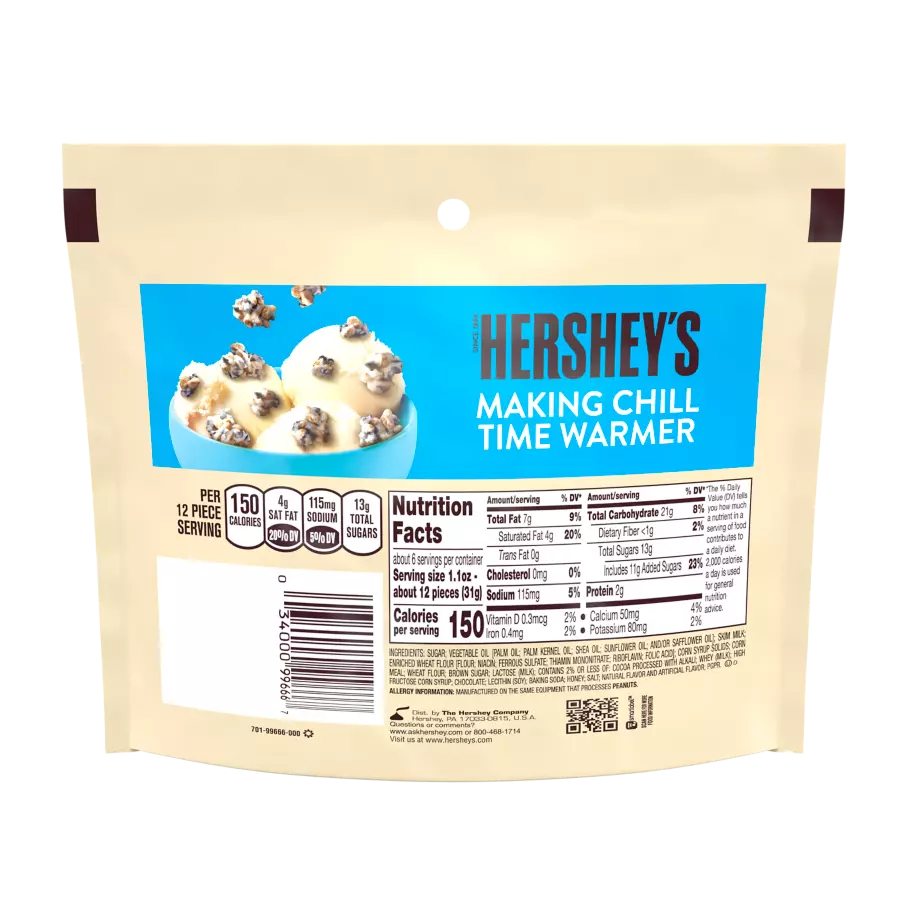 HERSHEY'S Cookies ‘N’ Creme CRUNCHERS Candy, 6.1 oz bag - Back of Package