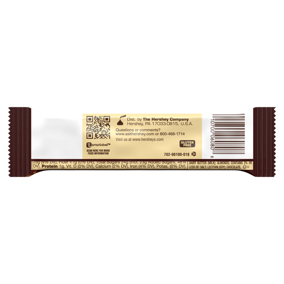 HEATH Milk Chocolate English Toffee Candy Bar, 1.4 oz - Back of Package