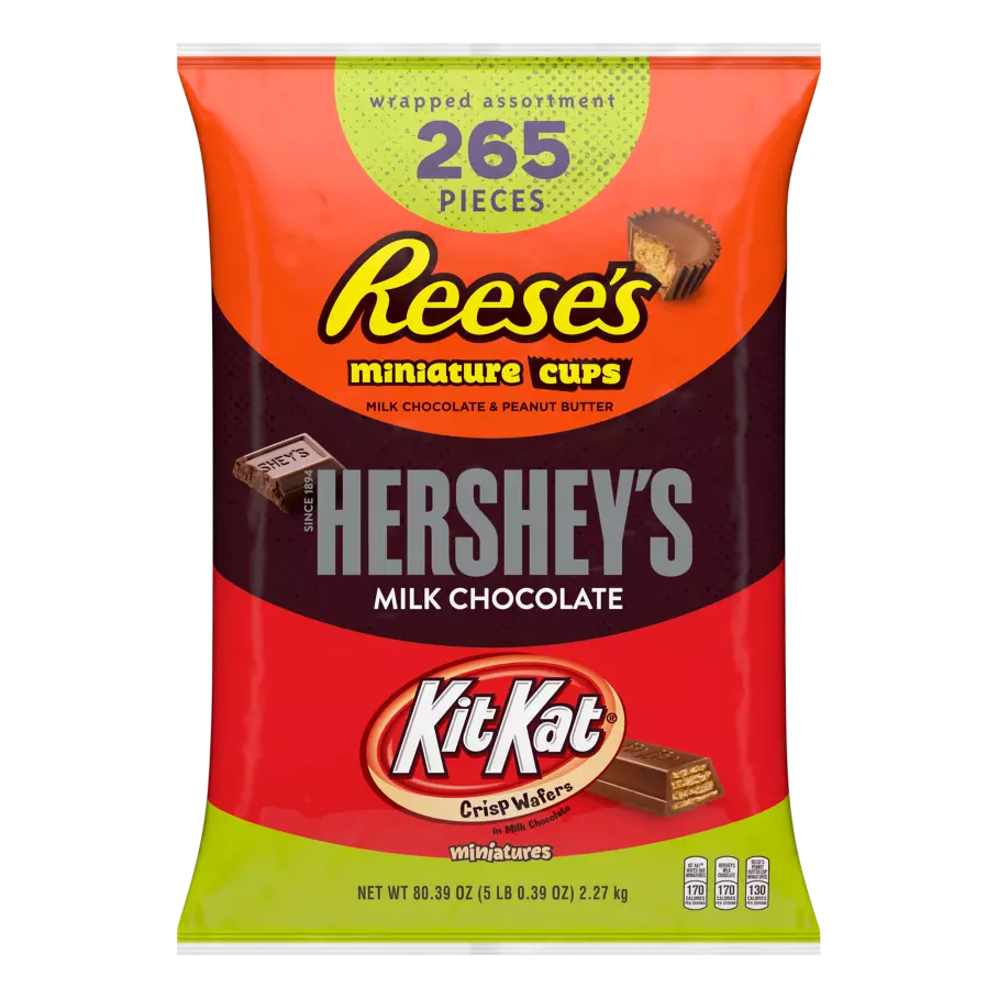 Hershey Milk Chocolate Snack Size Assortment, 80.39 oz bag, 265 pieces - Front of Package