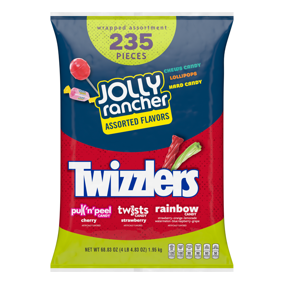 JOLLY RANCHER TWIZZLERS Candy Assortment, 68.83 oz bag, 235 pieces - Front of Package