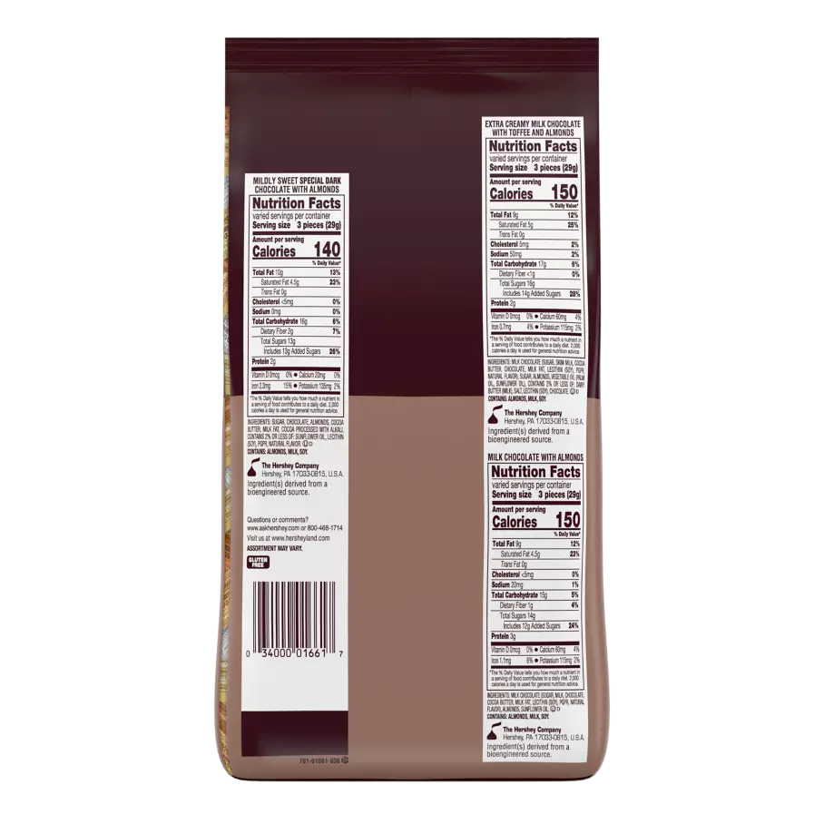 HERSHEY'S NUGGETS Assortment, 52 oz bag, 145 pieces - Back of Package