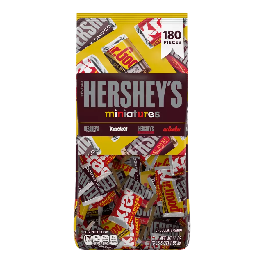 HERSHEY'S Miniatures Assortment, 56 oz bag, 180 pieces - Front of Package