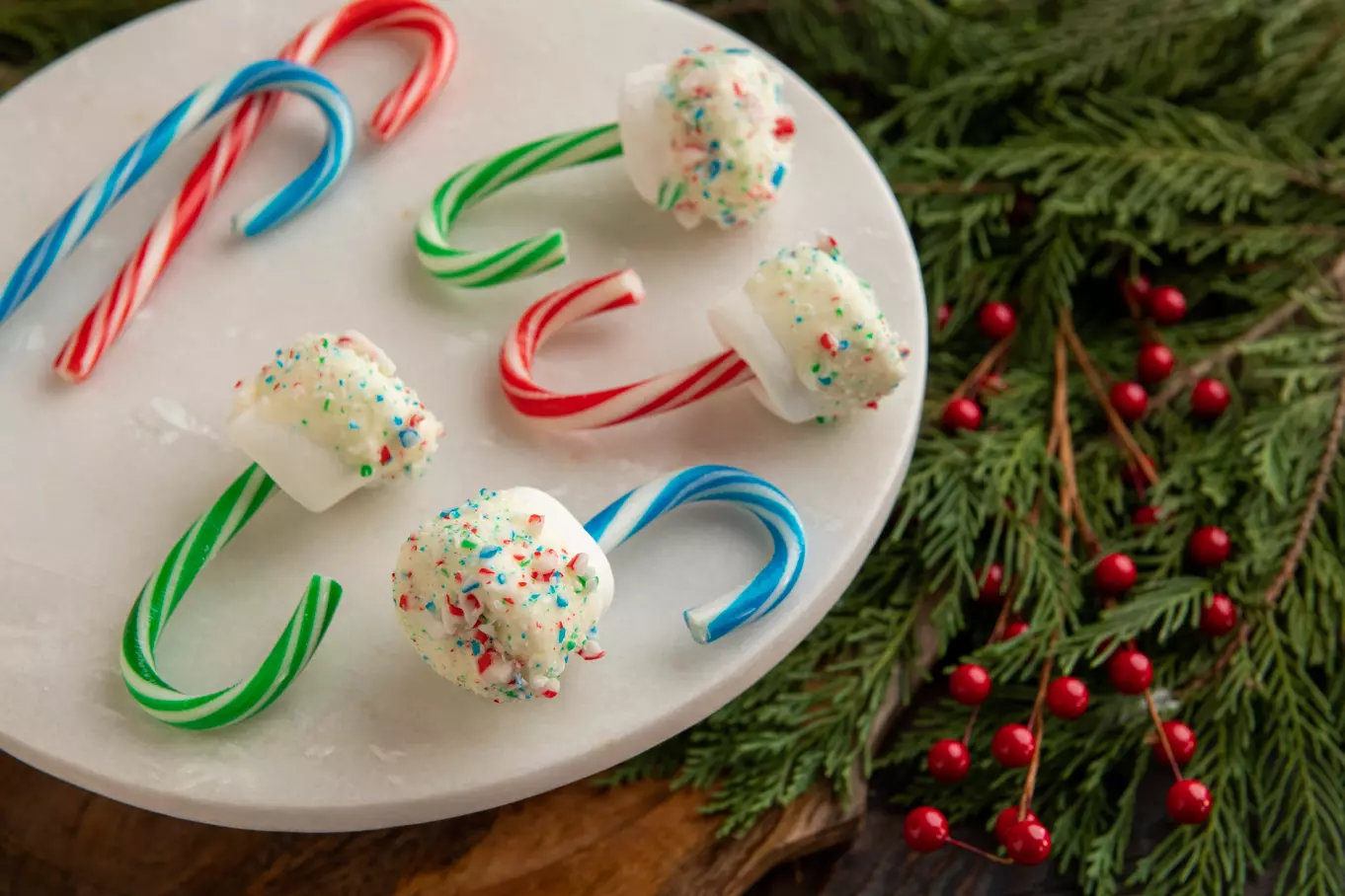 JOLLY RANCHER Candy Canes spread out on decorative plate