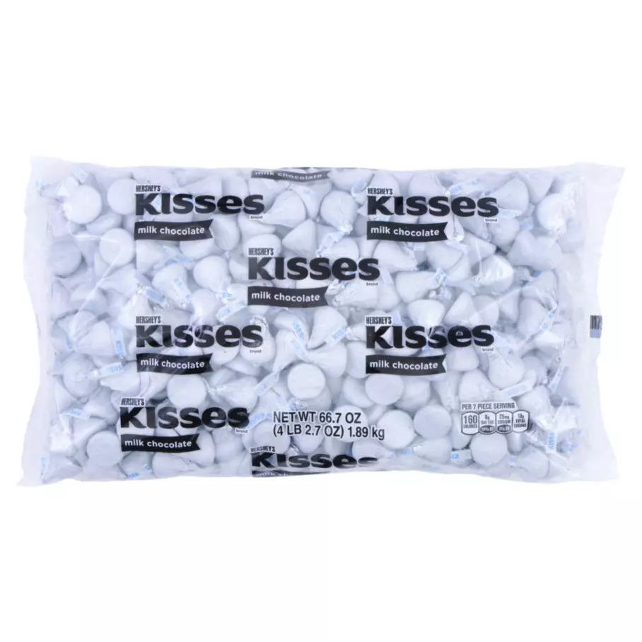 HERSHEY'S KISSES White Foil Milk Chocolate Candy, 66.7 oz bag - Front of Package