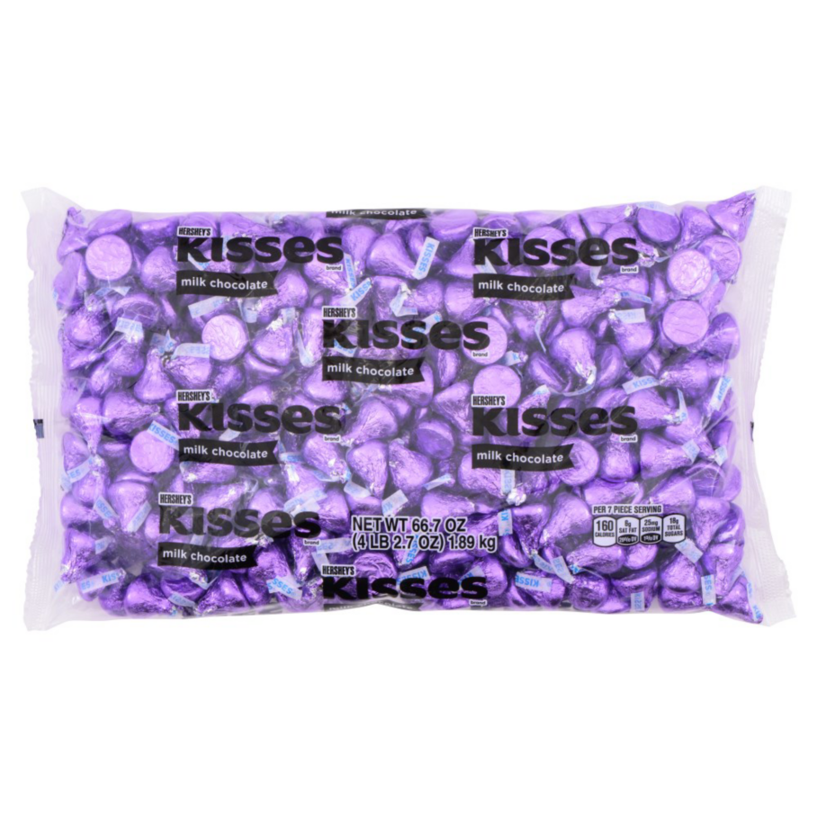 HERSHEY'S KISSES Purple Foil Milk Chocolate Candy, 66.7 oz bag - Front of Package
