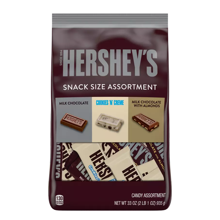 HERSHEY'S Snack Size Assortment, 33 oz bag, 9 count - Front of Package