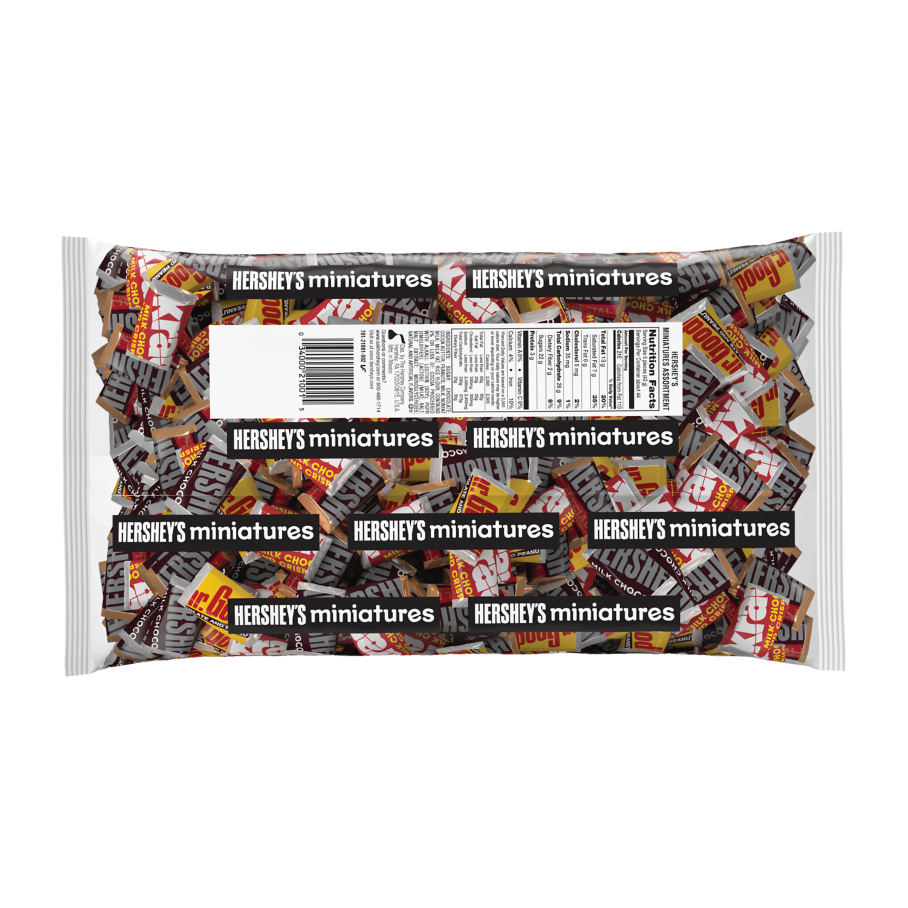 HERSHEY'S Miniatures Assortment, 66.7 oz bag - Back of Package