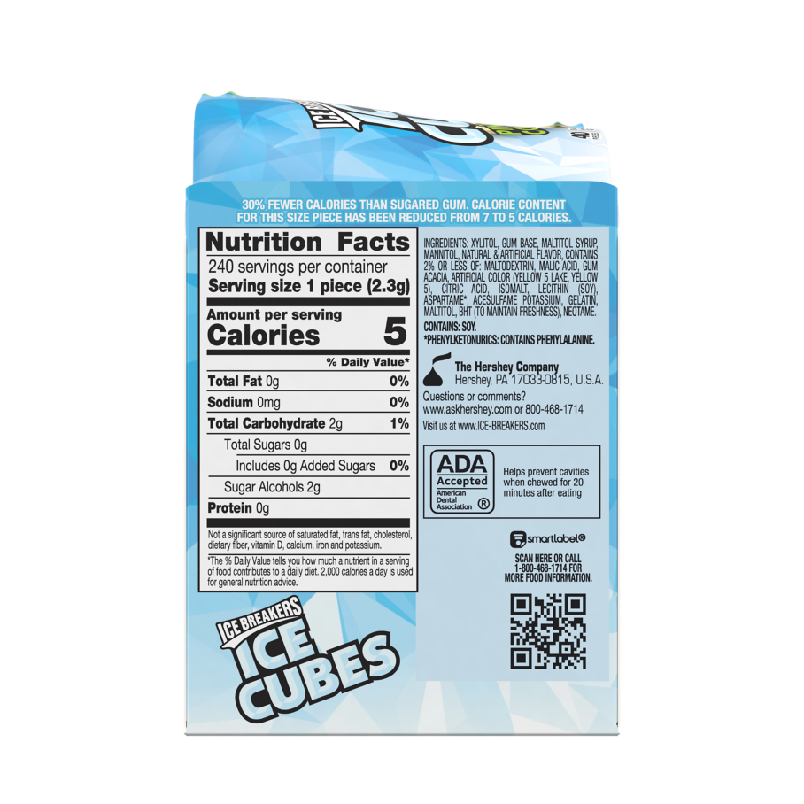 ICE BREAKERS ICE CUBES Piña Colada Sugar Free Gum, 3.24 oz bottle, 6