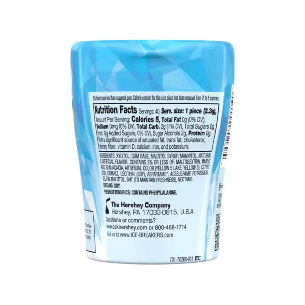 ICE BREAKERS ICE CUBES Piña Colada Sugar Free Gum, 3.24 oz bottle, 40