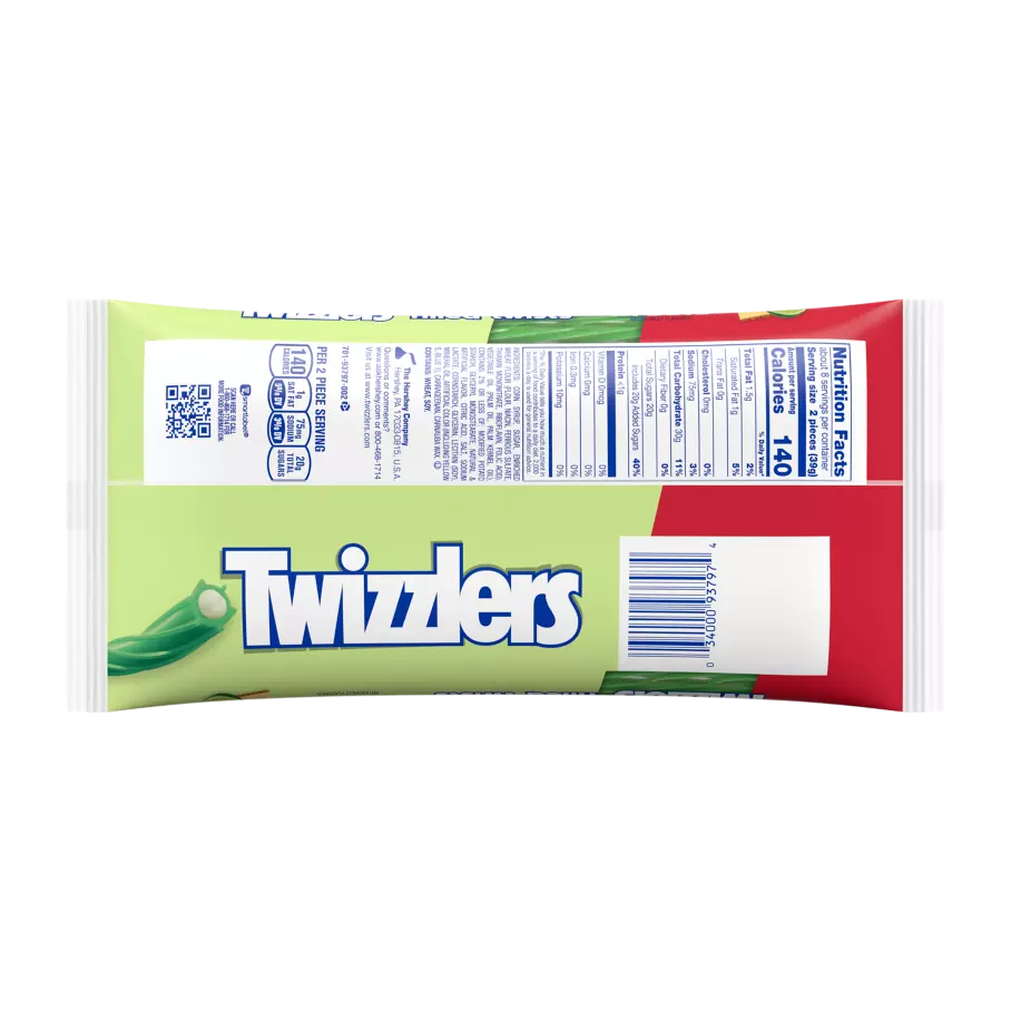 TWIZZLERS Filled Twists Key Lime Pie Flavored Candy, 11 oz bag - Back of Package