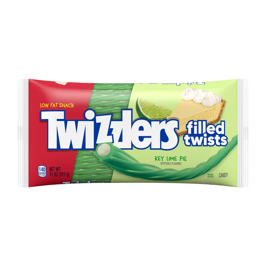 TWIZZLERS Filled Twists Key Lime Pie Flavored Candy, 11 oz bag - Front of Package