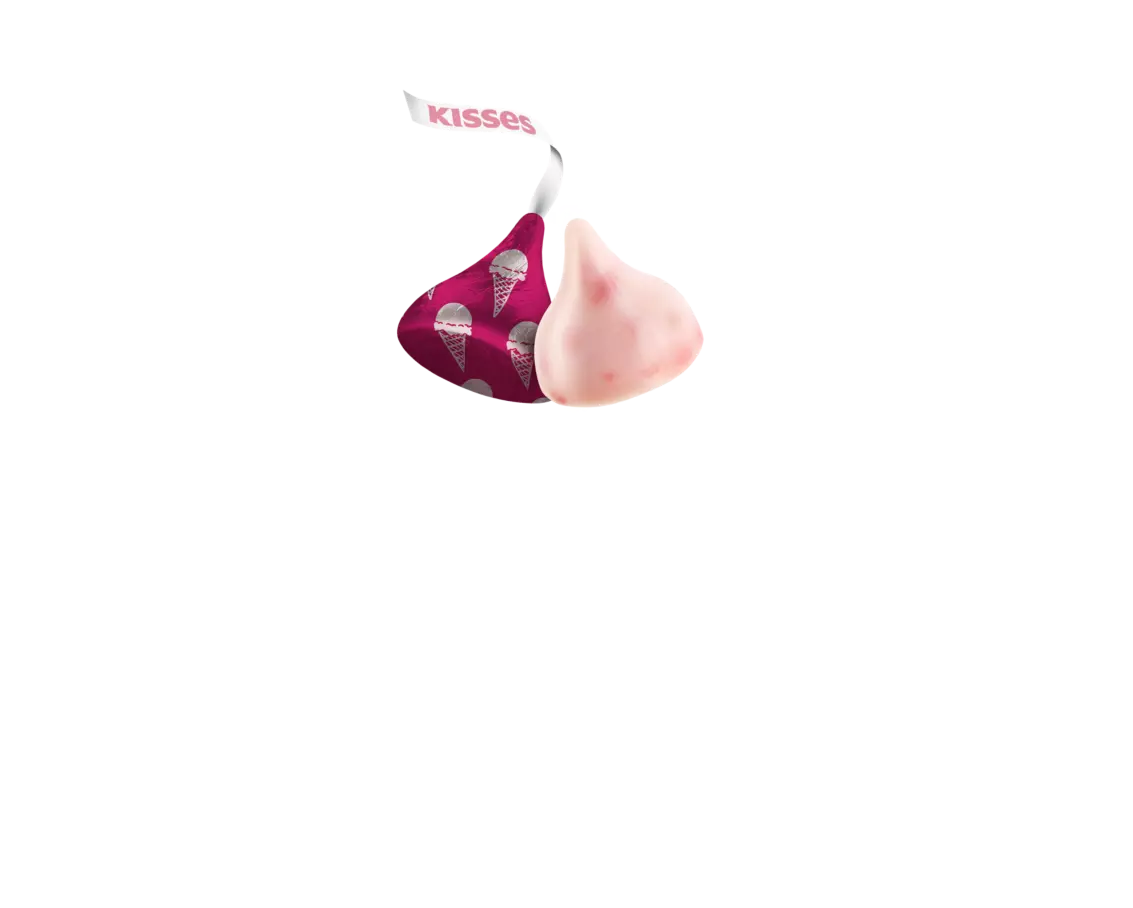 HERSHEY’S KISSES Strawberry Ice Cream Cone Candy, 9 oz bag - Out of Package