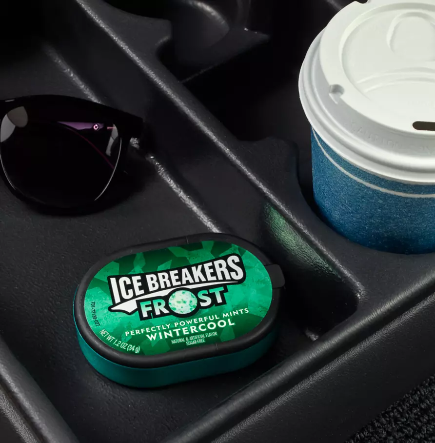pack of ice breakers frost in the car