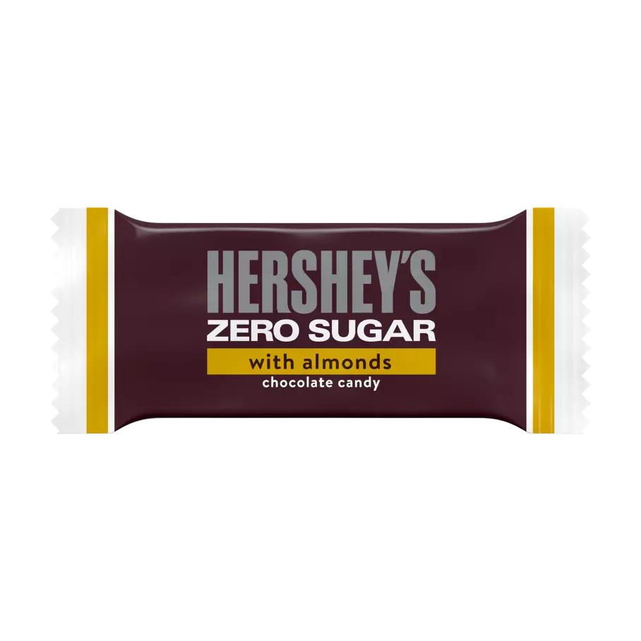 HERSHEY'S Zero Sugar Chocolate with Almonds Candy Bars, 3 oz bag - Out of Package