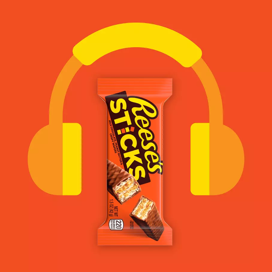 REESE'S STICKS Candy Bars beside headphones