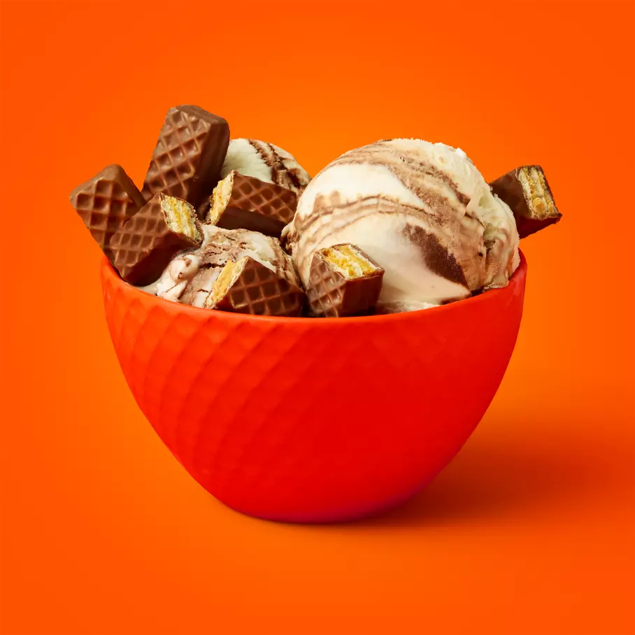 REESE'S STICKS Candy Bars inside bowl of ice cream