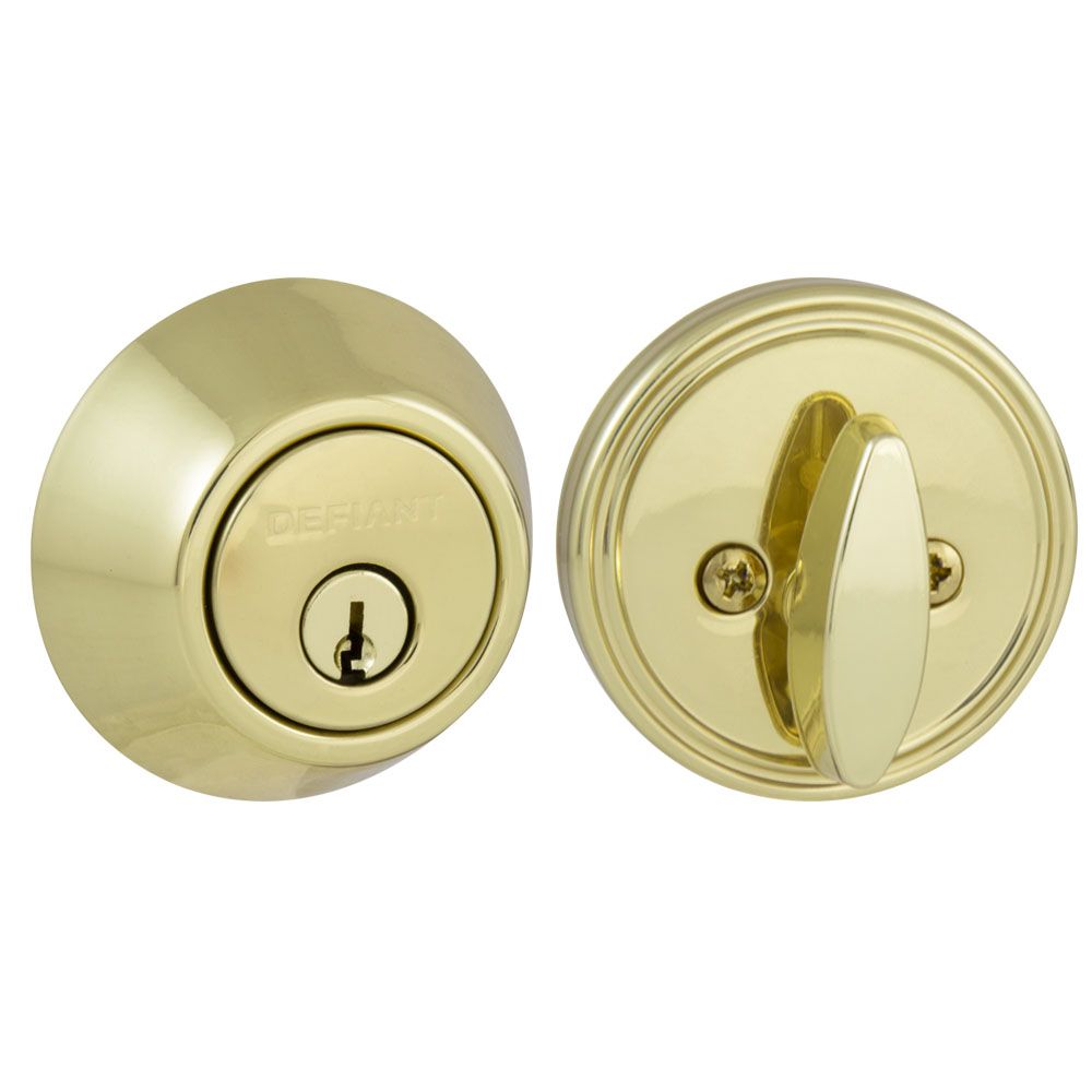 Defiant Polished Brass Single Cylinder Deadbolt The Home Depot Canada