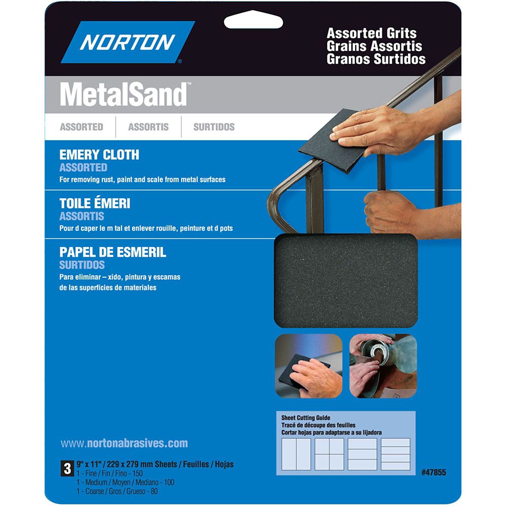 Norton MetalSand 9 inch x11 inch Sanding Sheets Assorted grits 3 ...