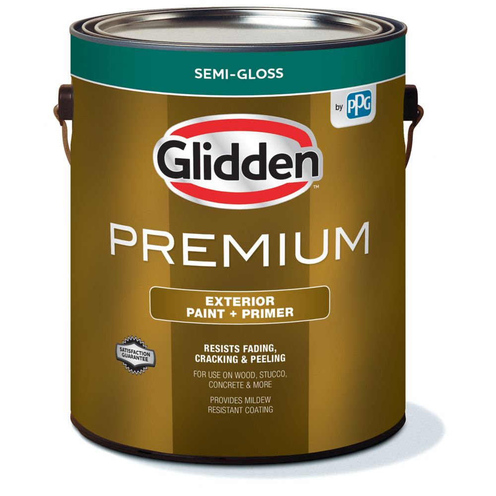 Glidden Premium Exterior Paint + Primer SemiGloss White 3.7 L The Home Depot Canada