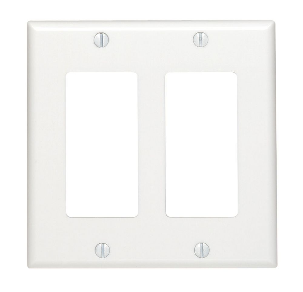 Leviton Plaque Decora, Deux Dispositifs, Blanc Leviton Plaque Decora, Deux Dispositifs, Blanc