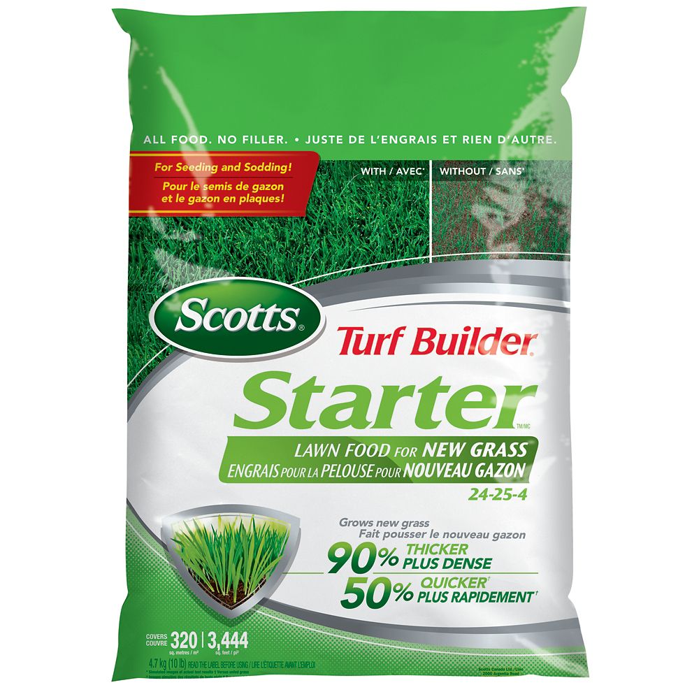 Scotts Scotts Turf Builder Starter Fertilzer 24 24 4 59kg The Home Depot Canada