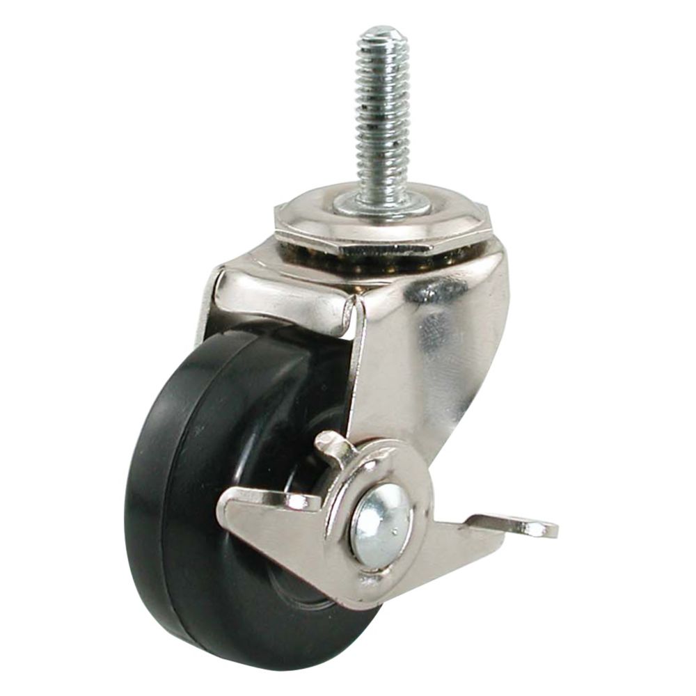 3 Inch Soft Rubber Threaded Stem Caster With 150 Lb Load Rating And Brake