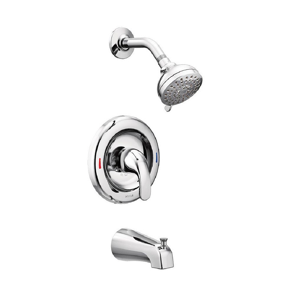 MOEN Adler Single Handle Round Wall Mount 1-Spray Tub and Shower Faucet ...